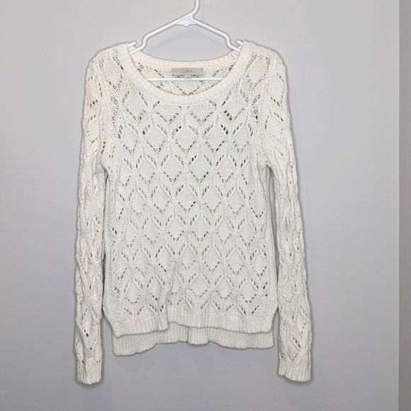 Ann Taylor Loft Open Knit Crochet Sweater M - Picture 1 of 5
